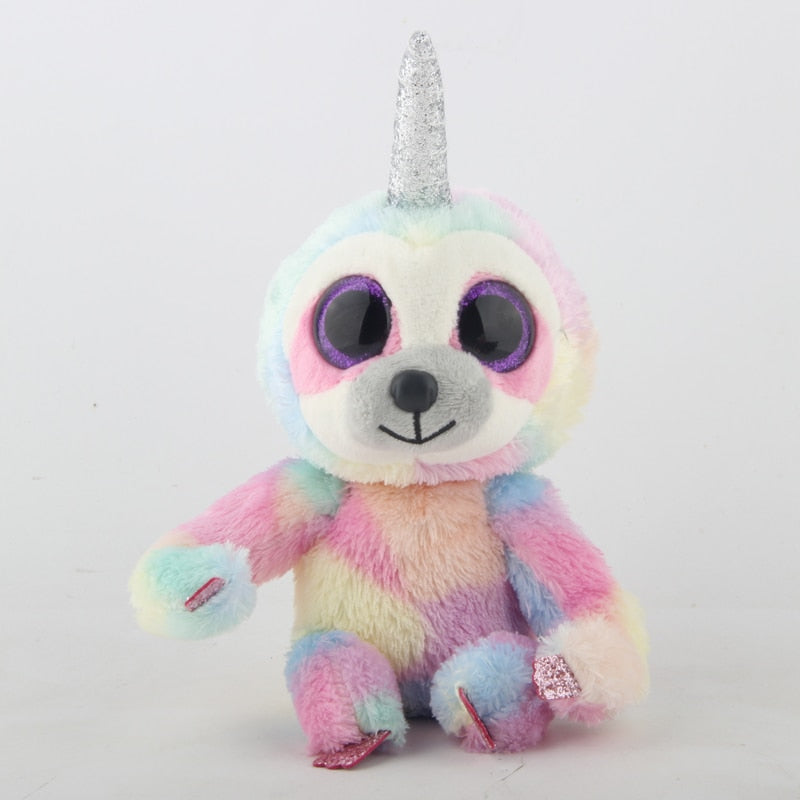 Rainbow Sloth Silver Horn 6 Inch Plush Stuffed Toy Doll