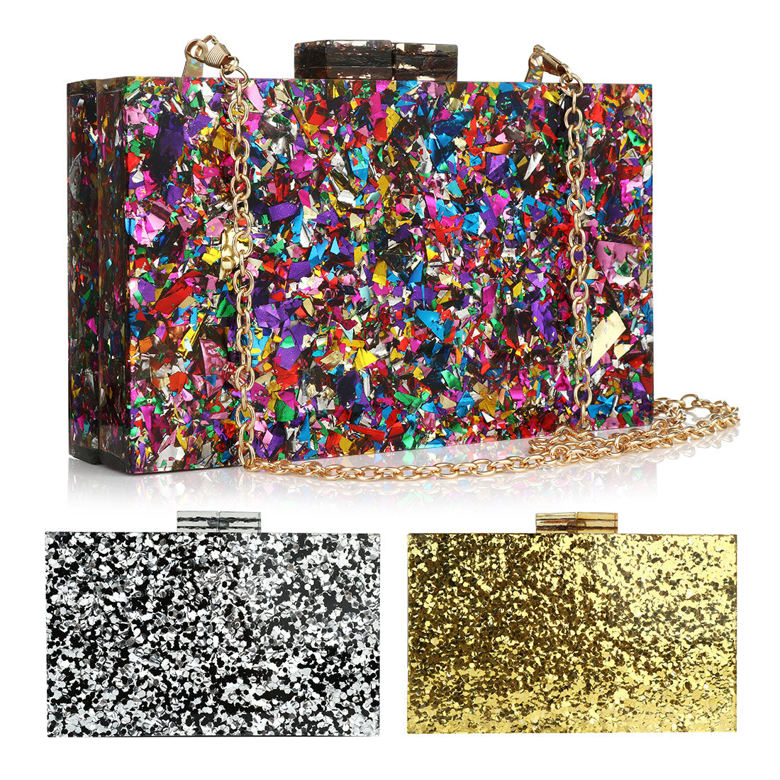 Luxury Sequin Blingbling Multi-color Clutch Purse Handbag Shoulder Bag