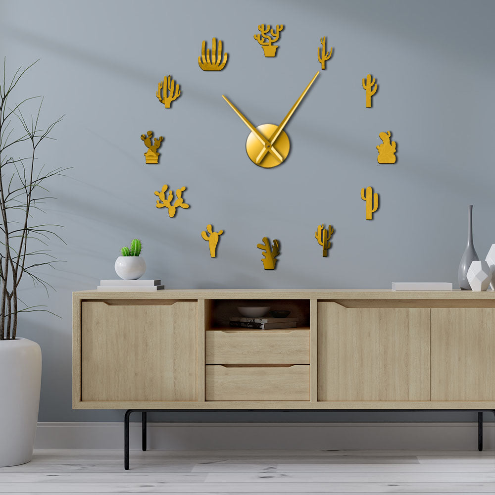 Botanical Cactus Large Frameless DIY Wall Clock