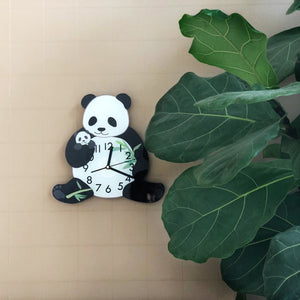 Cute Panda Mom Children's Room Wall Clock