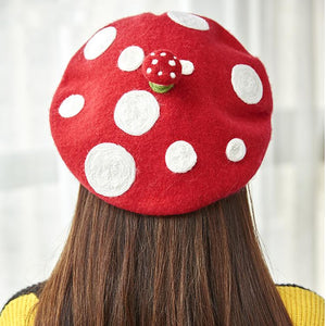 Cute Red Dot Mushroom Felt Wool Hat Beret