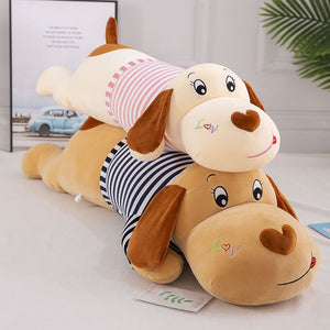 Lovely Giant Puppy Dog with Striped Shirt Large Size Plushie Pillow Doll Toy