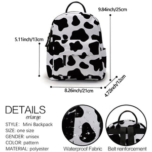 Black & White Cow Pattern Printing Mini Backpack School Backpack