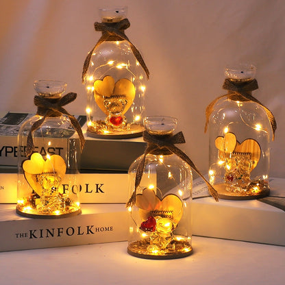 LED Crystal Glass Bottle Night Light Desk Lamp Decor Gift