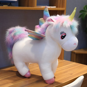 Giant Unicorn Glowing Wings Fluffy Hair Plush Stuffed Toy Doll