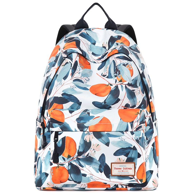 Beautiful Orange Tree Leaf Pattern 14 Inche Backpack School Bag