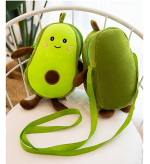 Cartoon Avocado Doll Soft Plush Stuffed Purse Shoulder Bag