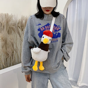 Cartoon Chicken Duck with Cap Velvel Plush Doll Shoulder Bag