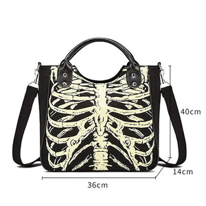 Luminous Gothic Skeleton Bones Tote Bag Handbag