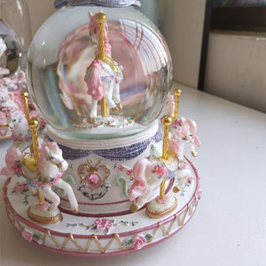 Luxury Carousel Glass Ball Doll with Castle in the Sky Tune Rotate Music Box
