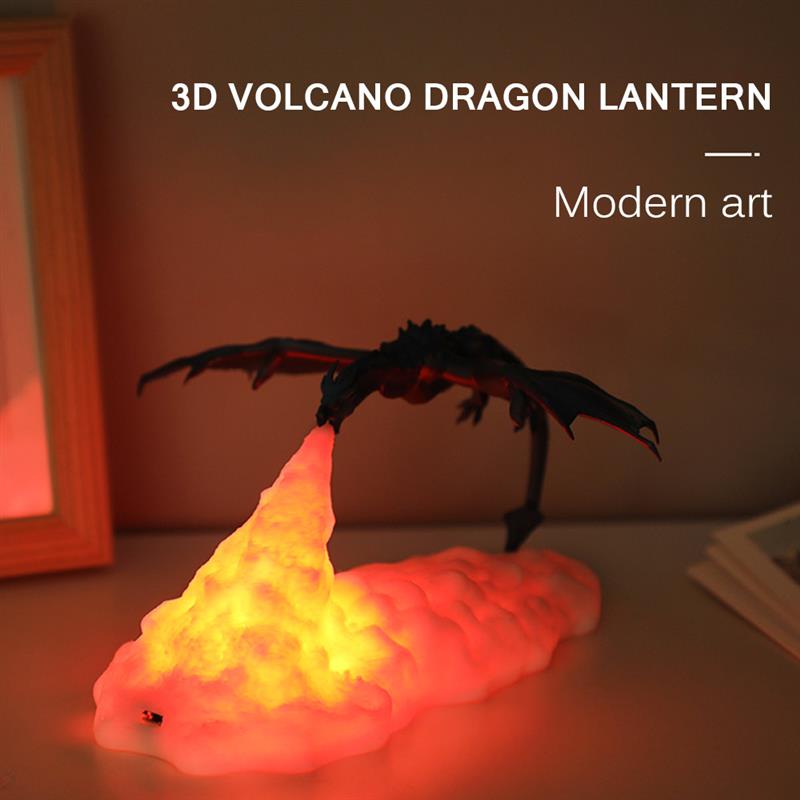 Fire Dragon 3D Printed LED Lamps Night Light Mood Soft Light Room Decoration