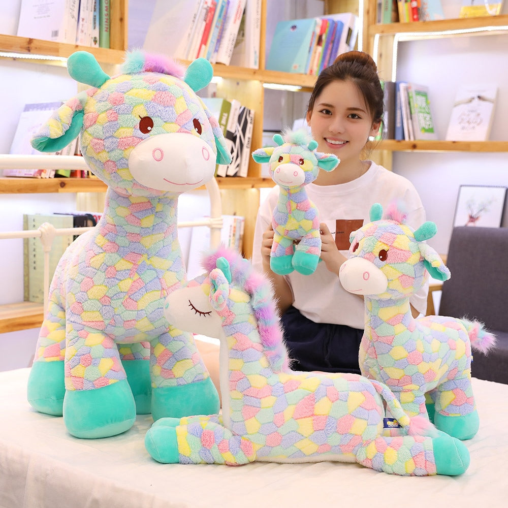 Cute Colorful Giraffe Deer Soft Plush Stuffed Dolls Dolls for Children Baby Birthday Gifts