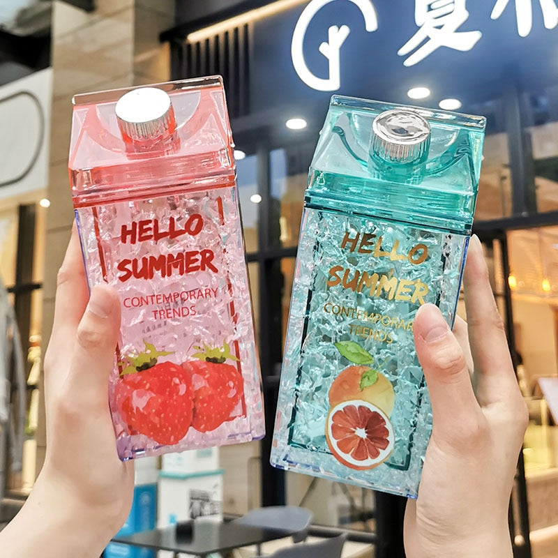 Cute Fruit Plastic Clear Double Layer 430mL Water Bottles