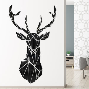 Geometric Deer Antler Head Acrylic Mirror Wall Stickers Home Decor Decals Deer Hunting Gift