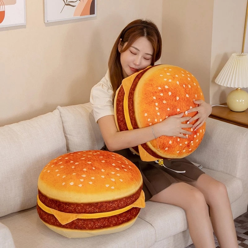 Cheese Burger Hamburger Stuffed Plush Throw Pillows Cushion Doll
