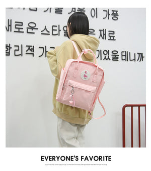 Pink Flamingo Waterproof Nylon Backpack School Bag For Girls