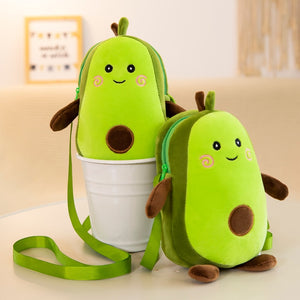 Cartoon Avocado Doll Soft Plush Stuffed Purse Shoulder Bag