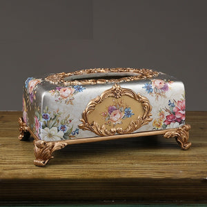 Luxury Vintage Flower Style Elegant Resin Tissue Box Holder
