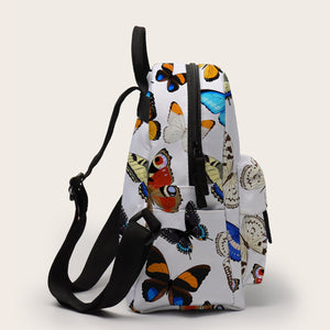Colorful Butterfly Printing Mini White Waterproof Backpack School Backpack
