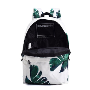 Monstera Swiss Cheese Plant Green Leaf White School Bag Backpack