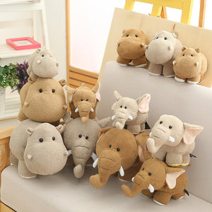 Cute Elephant & Hippo Soft Plush Stuffed Doll Toys for Children