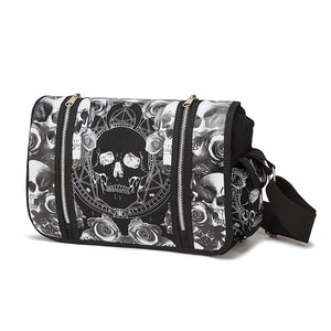 Gothic Sugar Skulls Roses Black & White Shoulder Bag