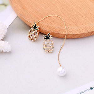 Cute Pineapple Earrings Imitation Pearls Long Line Drop Earrings