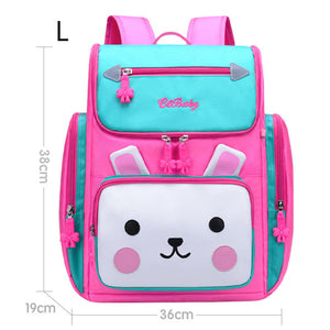 Cartoon Rabbit Night Relective Stripe School Backpack for Girls Grade 1-6