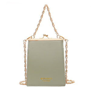 Metal Frame Women's Leather Chain Shell Handbag Shoulder Bag