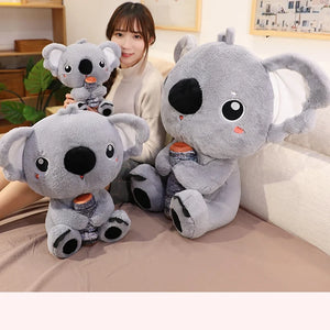 Cute Cartoon Giant Australia Koala Bear With Wood Soft Plush Stuffed Doll
