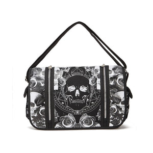 Gothic Sugar Skulls Roses Black & White Shoulder Bag