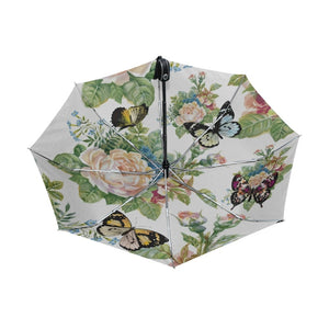Vintage Butterfly Rose Flower Automatic Umbrella