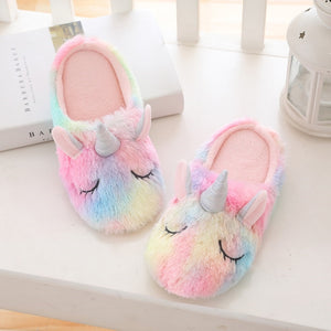 Lovely Cartoon Unicorn Dog Hedgehog Plush Indoor Warm Slipper Shoes