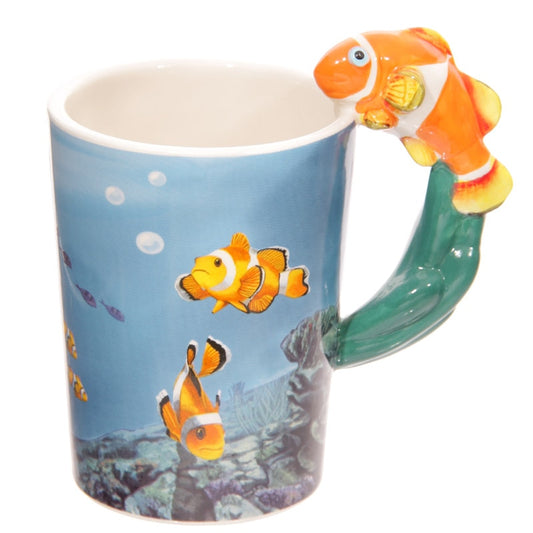 Orange Clown Fish Handle Under Sea Ceramic Coffee Mug Cup