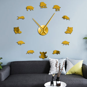 Sus Scrofa Wild Boar Large Frameless DIY Wall Clock