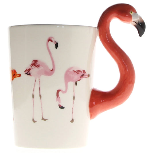 Tropical Flamingo Handle Coffee Mug Cup