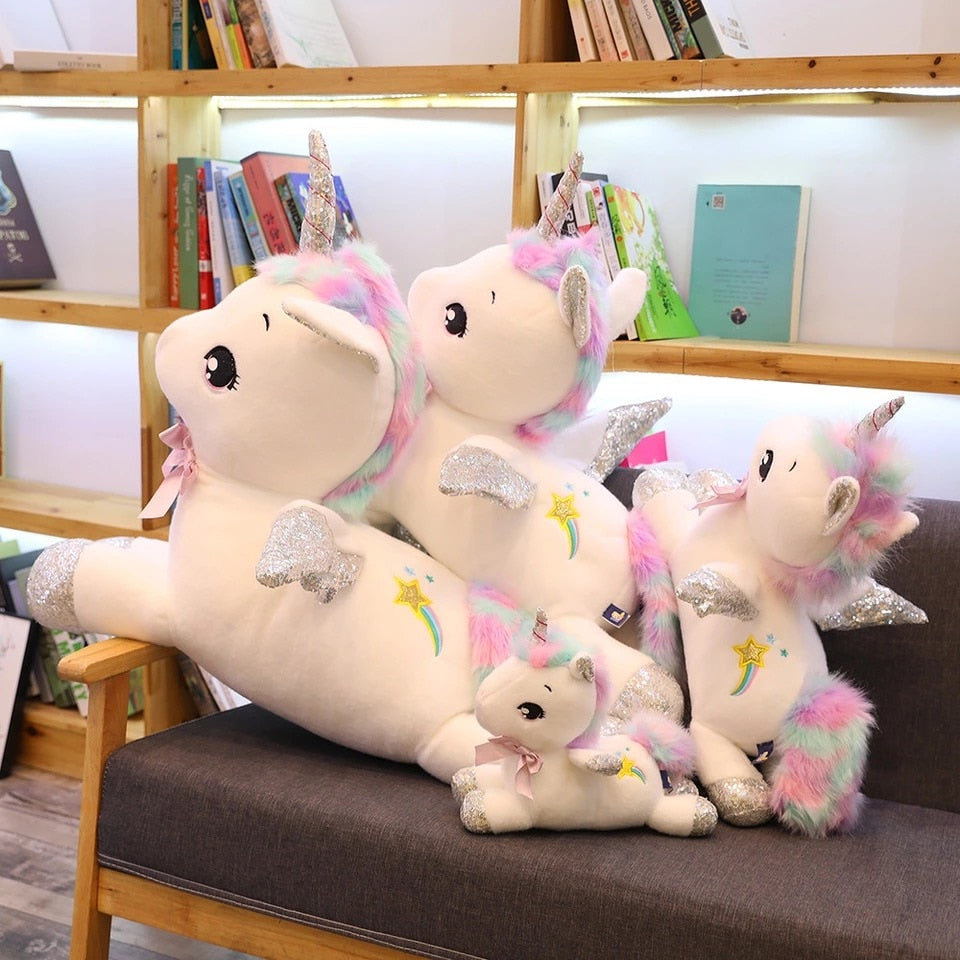 Giant Sequin Long Horn Unicorn Horse Plush Toys Stuffed Pillow for Girl