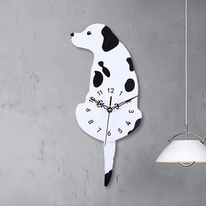 Cute Puppy Dog Wiggle Swing Tail Pendulum Acrylic Wall Clocks