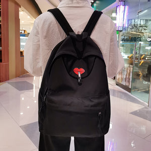 Beauty Red Lips Waterproof Backpack School Book Bag For Teenage Girls