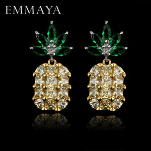 Geometry Pineapple Big Crystal Silver Earrings