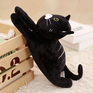 Mysterious Black Cat Lying Plush Stuffed Pillow Doll