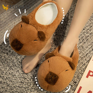 Cute Realistic Capybara Unisex Plush Indoor Slippers Shoes