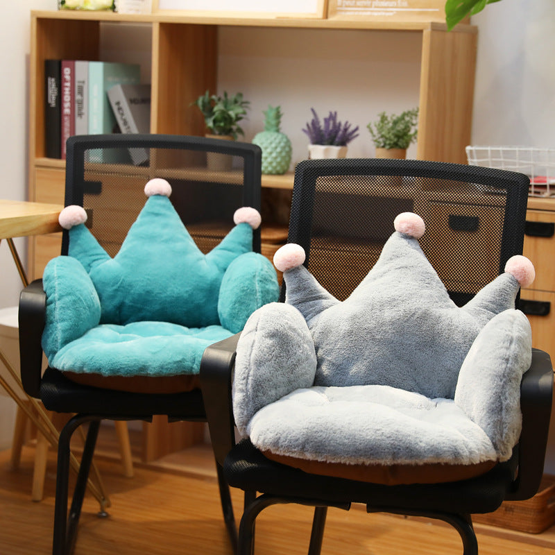 Cartoon Crown Soft Short Plush Chair Sofa Cushion