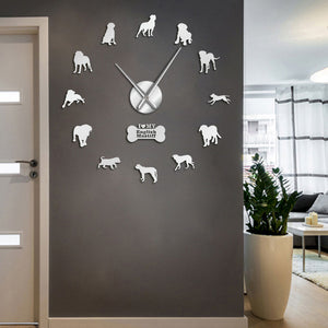 English Mastiff Large Frameless DIY Wall Clock Dog Lover Gift