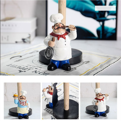 Resin Chef Double Layer Paper Towel Holder Figurines