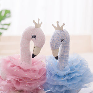 Luxury Crown Queen Swan Fluffy Lace ballet Skir Stuffed Plush Doll