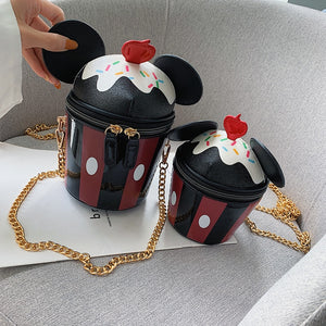 Cute Micky Ear Cup Cake Design Leather Shoulder Bag Handbag
