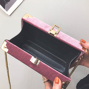 Vintage Anchor Star Feather Box Shape Velour Purse Handbag