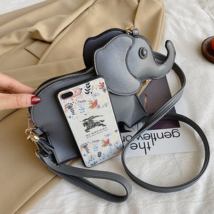 Funny Elephant Shape Mini Leather Purse Shoudler Bag