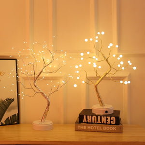 LED Pearl Starry Tree Table Light Copper Wire Table Lamp